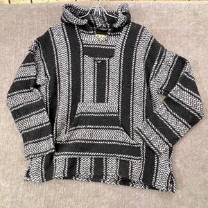 Baja Joe Drug Rug Hoodie Pullover Black White‎ Striped Small S Sweatshirt